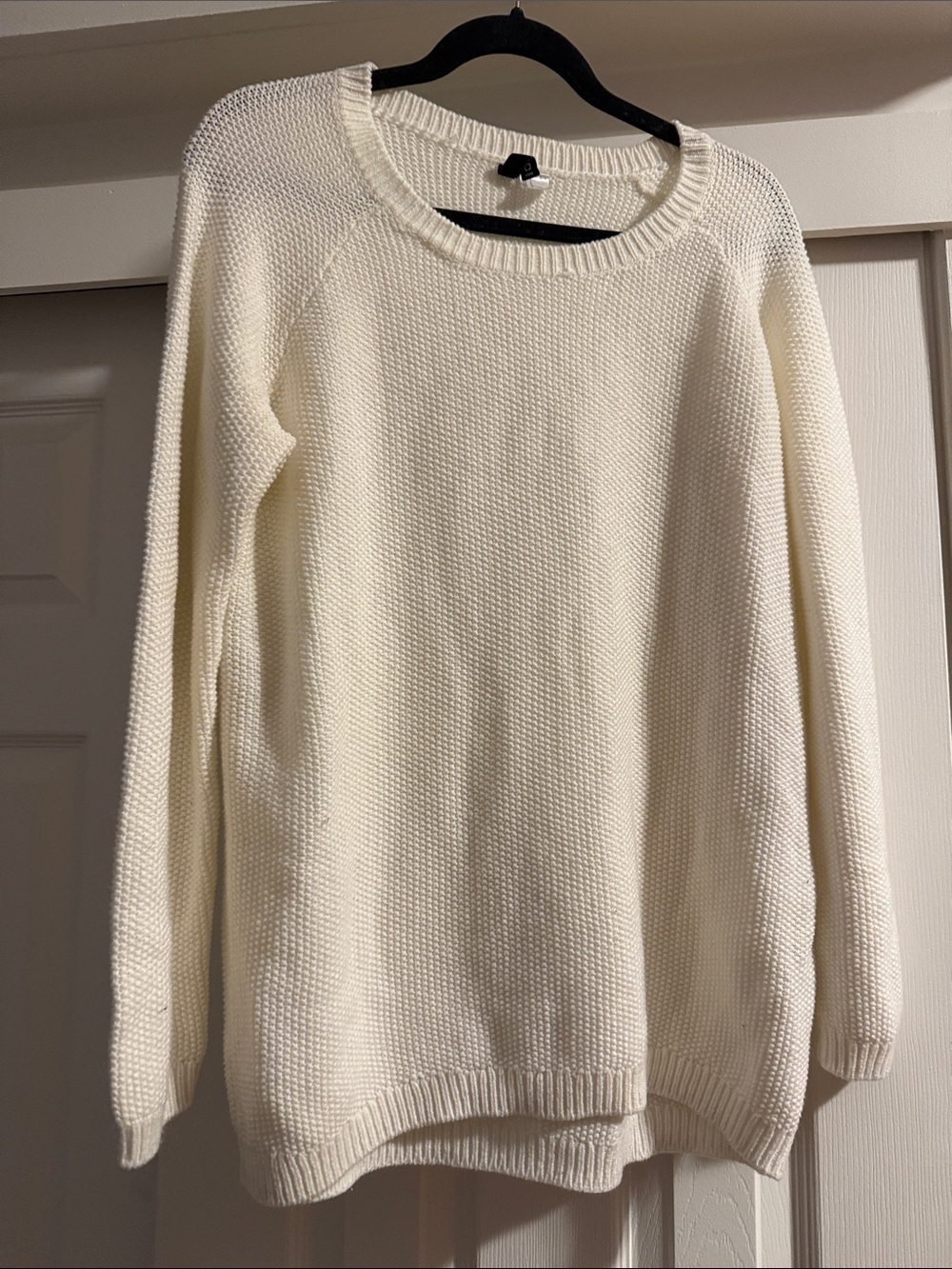 Cream Knit Crewneck Sweater - Women's Lightweight Pullover size L